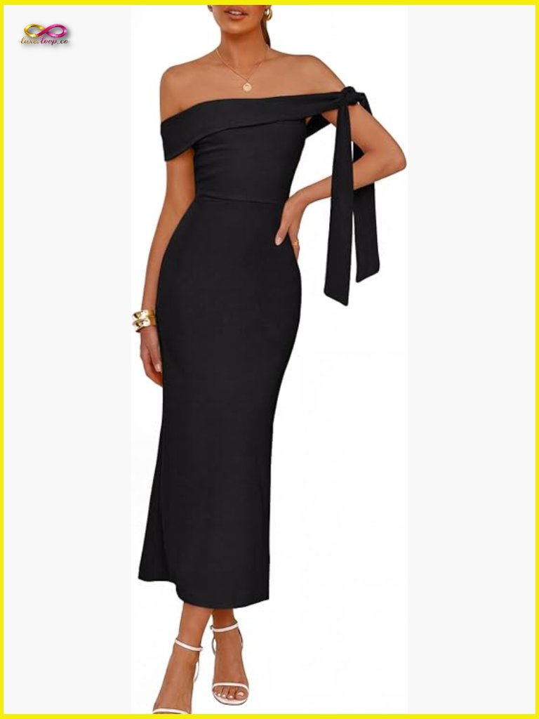 Off The Shoulder Bodycon Maxi Dress Wedding Guest Cocktail Party Formal Long